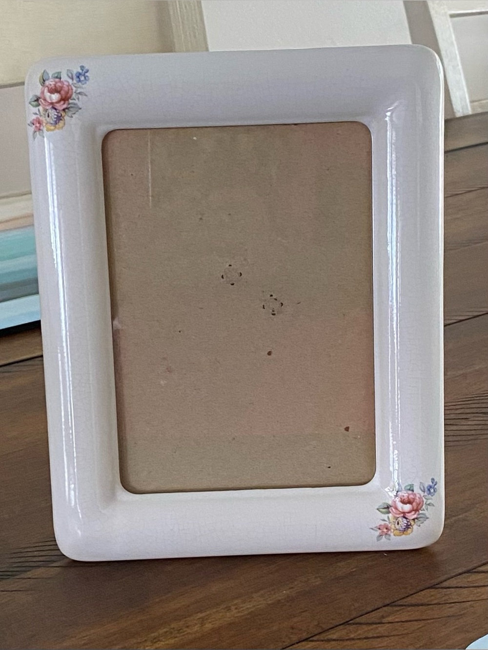 Vintage Victorian Ceramic Picture Frame Pink Floral Ivory Cottagecore Decor